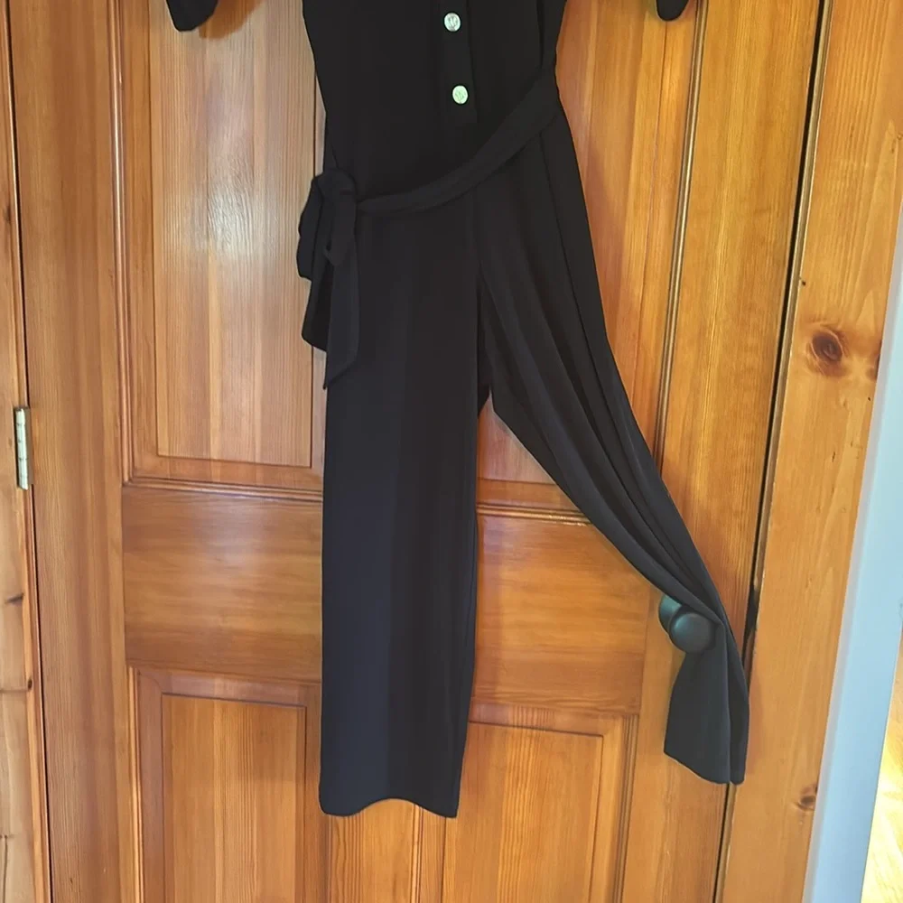 Michael Kors Black Maxi Button-Front Jumpsuit Size Medium